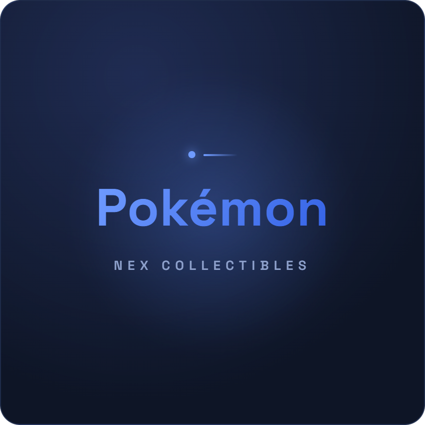 Dark navy Nex Collectibles banner reading Pokemon