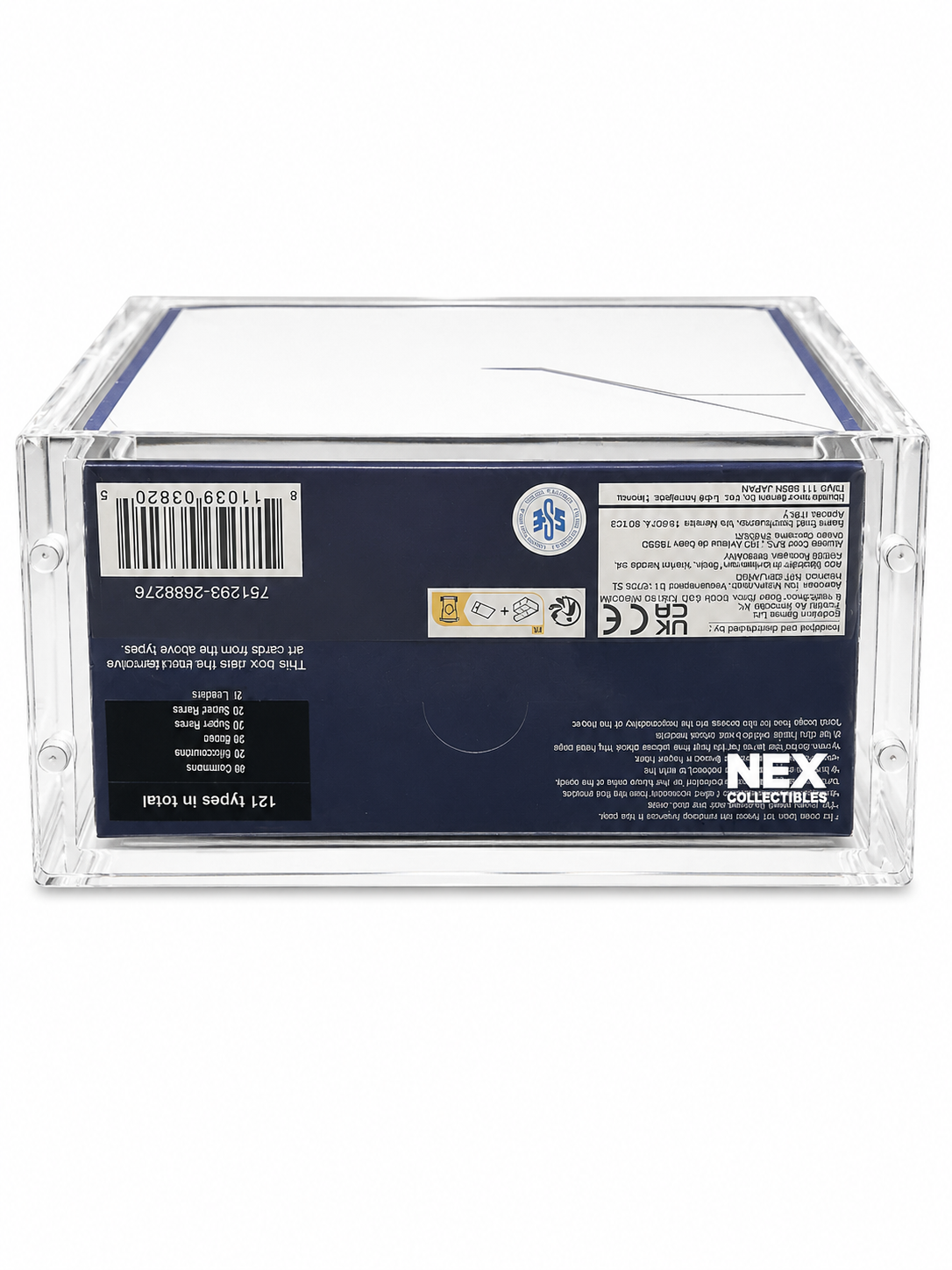 The top view of a One Piece Acrylic case with the "NEX COLLECTIBLES" brand logo on it.