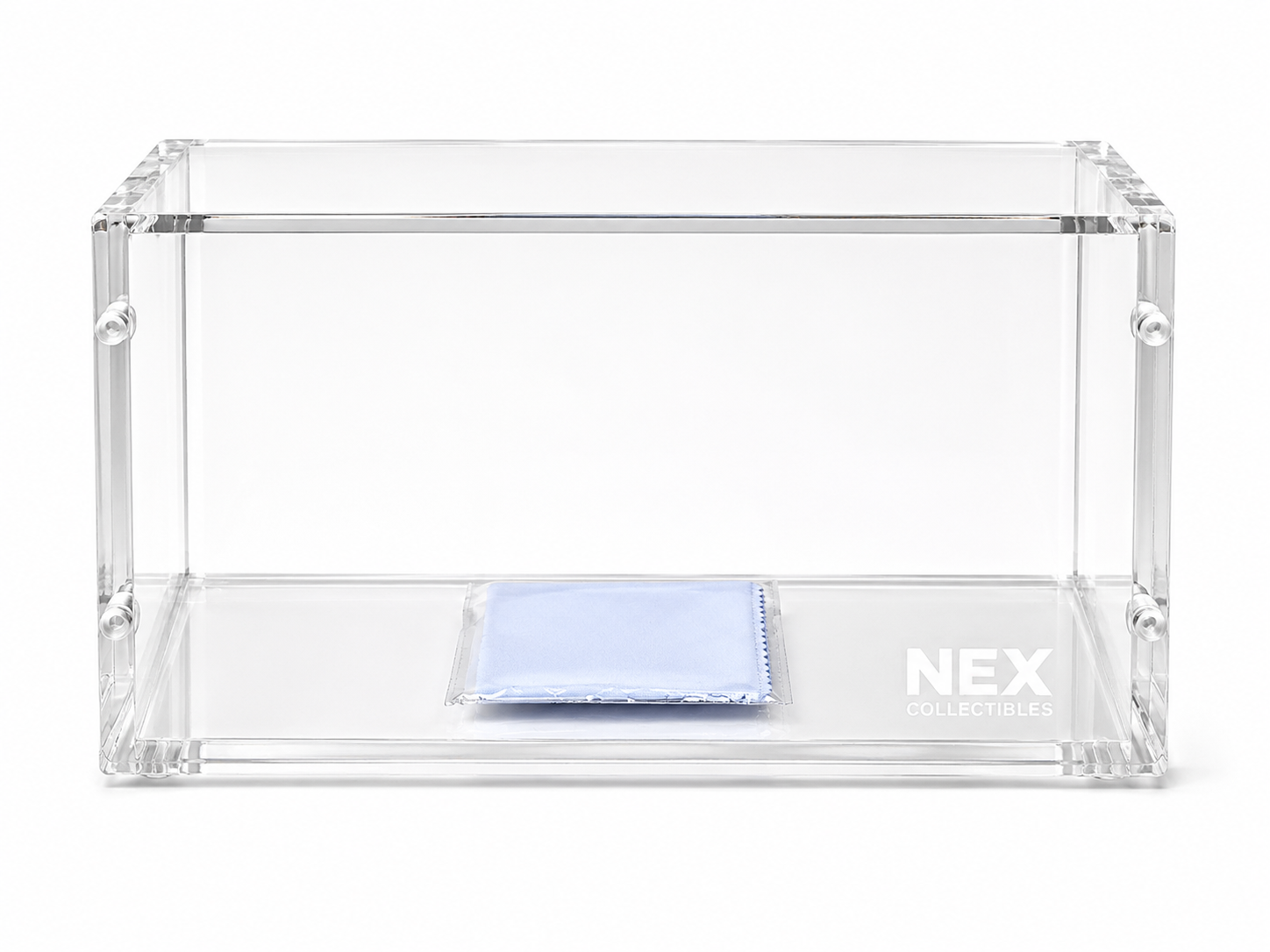 Pokemon ETB Acrylic Case with the Nex Collectibles branding. 
